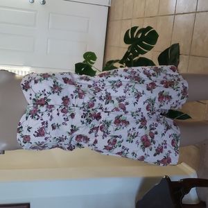 Charlotte Russe L strapless romper smock back clear buttons floral display